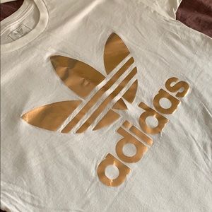 Rose gold foil adidas T-shirt
